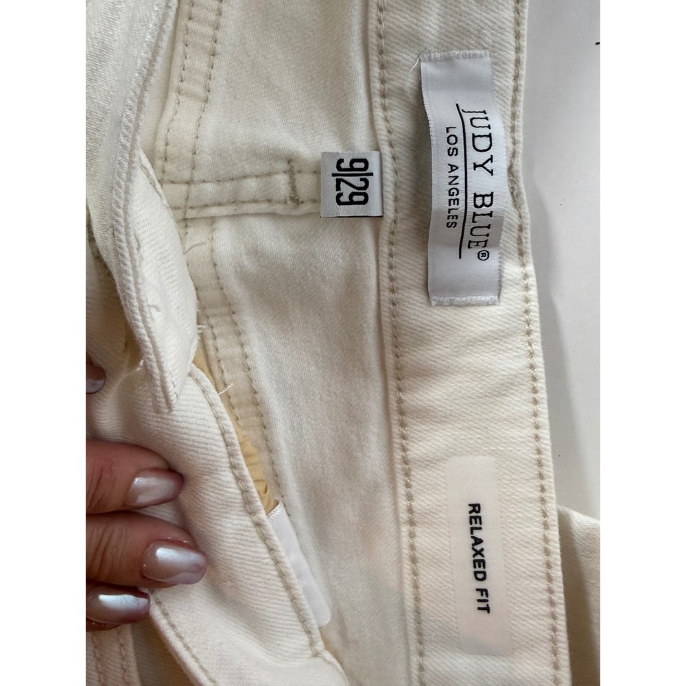 Judy Blue Los Angeles White Denim Jeans Relaxed Fit Braided Trim‎ Women - Picture 12 of 14